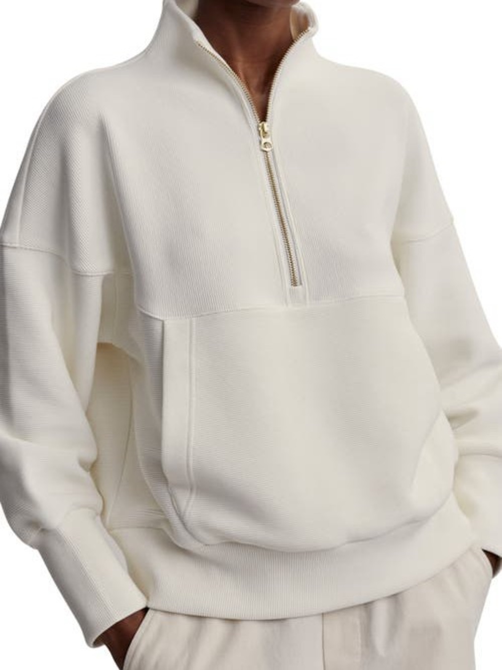 Varley Cream Half-Zip Pullover Sweater